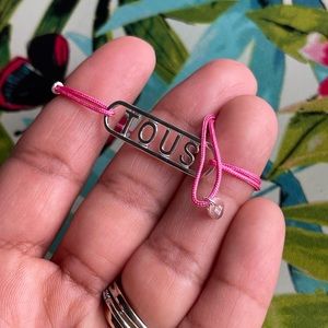 TOUS Logo bracelet in pink nylon with sterling silver plated
